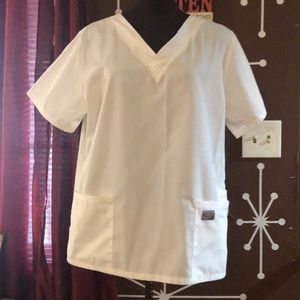 White scrub top